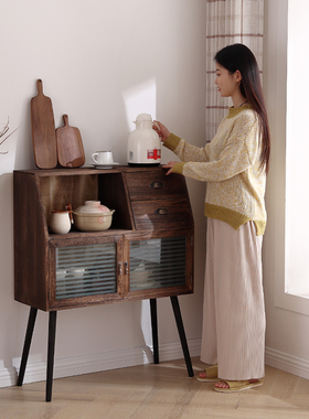 餐边柜实木茶水柜碗柜家用t简约酒柜子中式靠墙储物柜多功能杂物