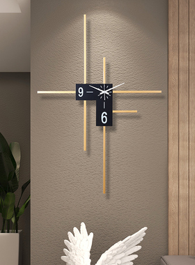 钟表挂钟客厅h极简风墙上免打孔装饰时钟现代大气网红轻奢餐厅挂