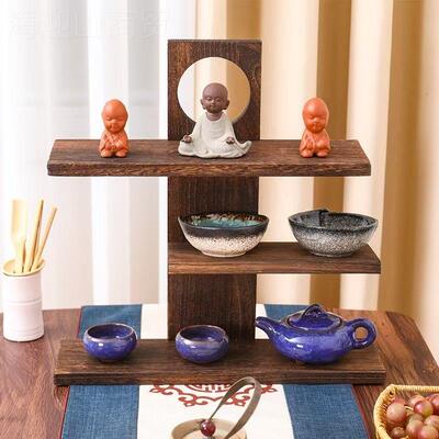 博古件架多层桌面式实木架茶具摆中收纳茶杯茶NPD壶展示架茶置物