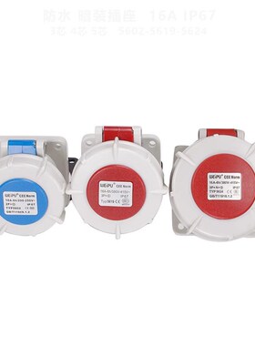 威浦TYP-5602-5619-5624工业暗装插座16A3P4芯5防水IP67连接器