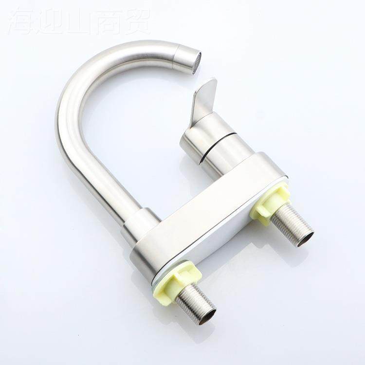 3384504不锈冷热水龙头台上手盆洗洗脸池冷双暖面盆钢孔洗脸盆水