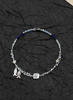 深海小猫小鱼手链编织手绳手工diy材料包送闺蜜对象礼物情侣手链