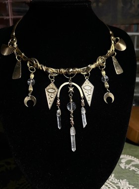 古希腊女神复古金色几何流苏项链小众设计高级感气质锁骨链颈链女