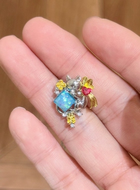 精美超闪彩宝锆石猫咪项链蝴蝶结爱心小花锁骨链时尚轻奢百搭可爱