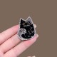 可爱立体小黑猫胸针女创意水晶胸花设计感别针外套包包帽子配饰品