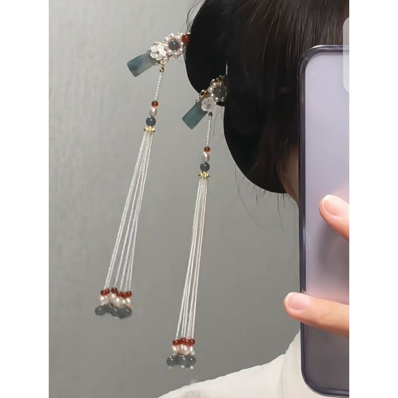 山有扶苏新中式红珠流苏发簪