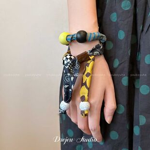 时髦布艺趣味拼接可调节项链女款 小众设计高级感锁骨链辣妹风配饰