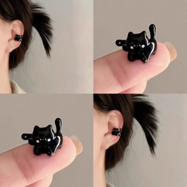萌趣可爱黑色小猫耳骨夹款