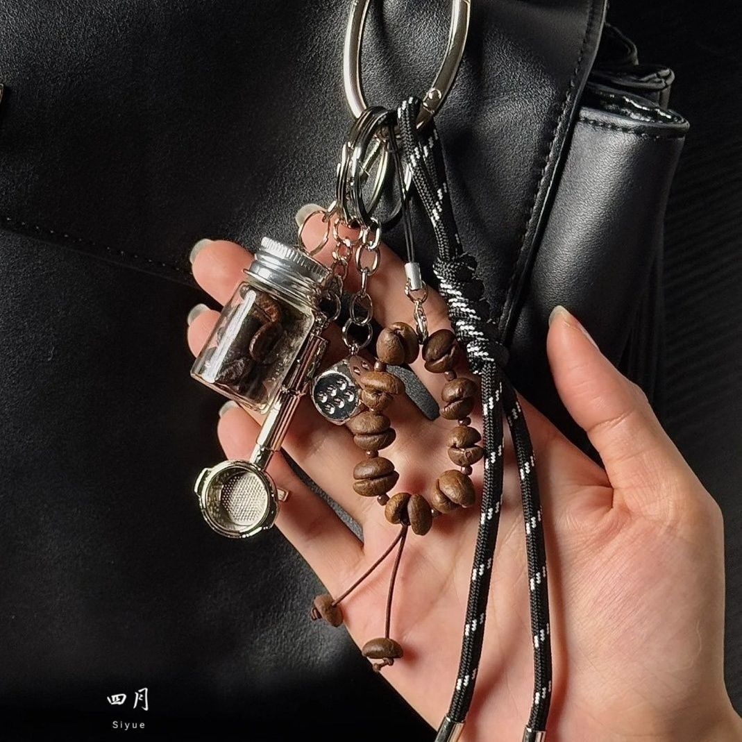 手作咖啡豆情侣钥匙扣包挂