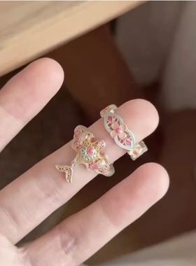 雁回时戒指国风新中式珐琅彩燕子开口戒指小众设计复古潮流高级