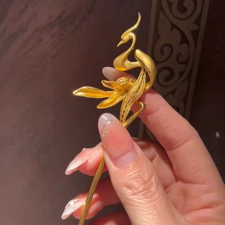 新中式凤凰步摇发簪盘发神器