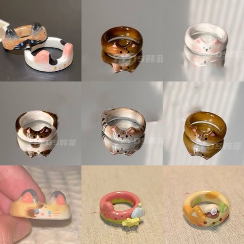 童趣卡通布偶猫戒指可爱少女心个性创意指环小众高级感闺蜜食指戒