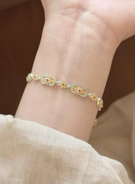 新中式国风珐琅彩描金手镯