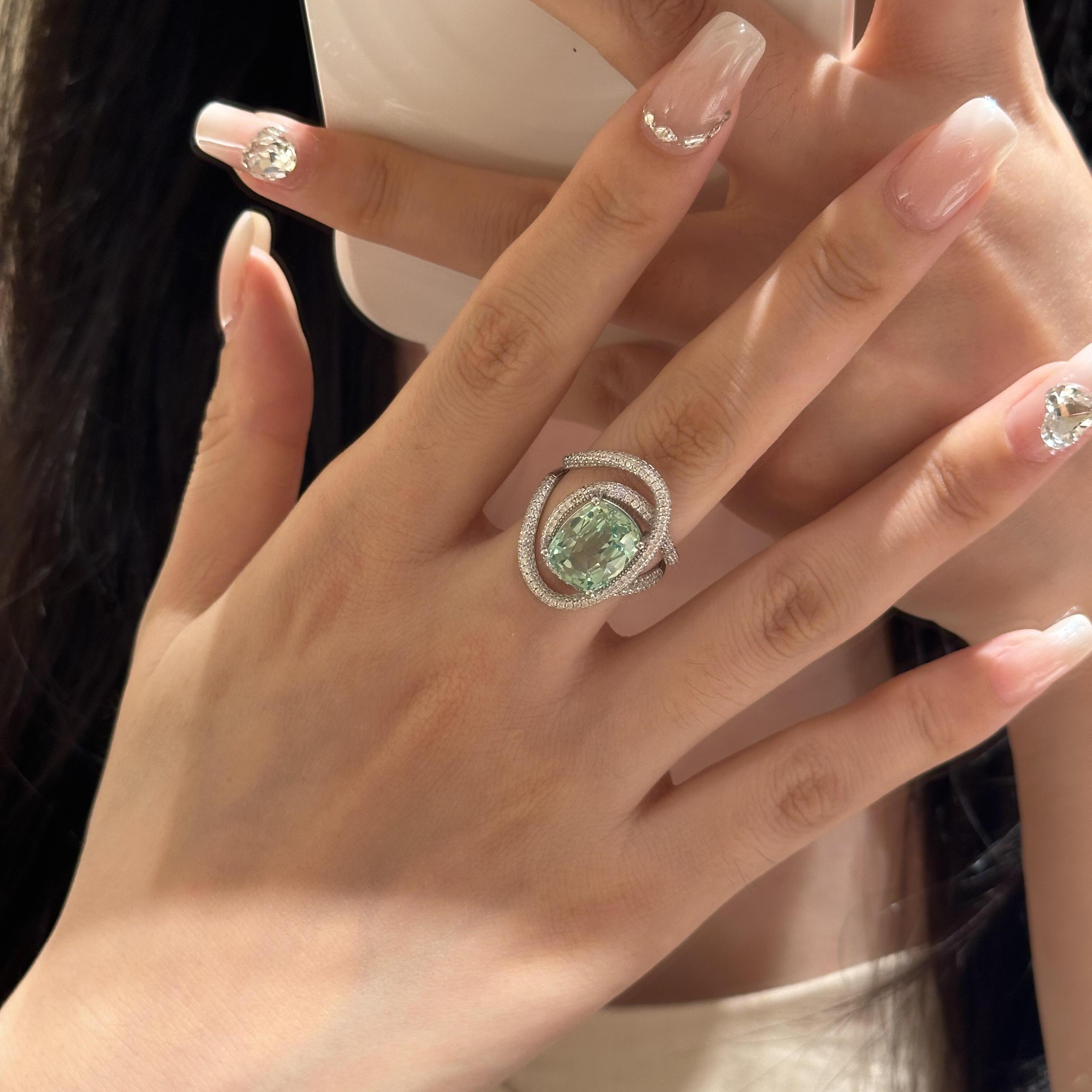 老钱风海蓝宝轻奢新款女戒