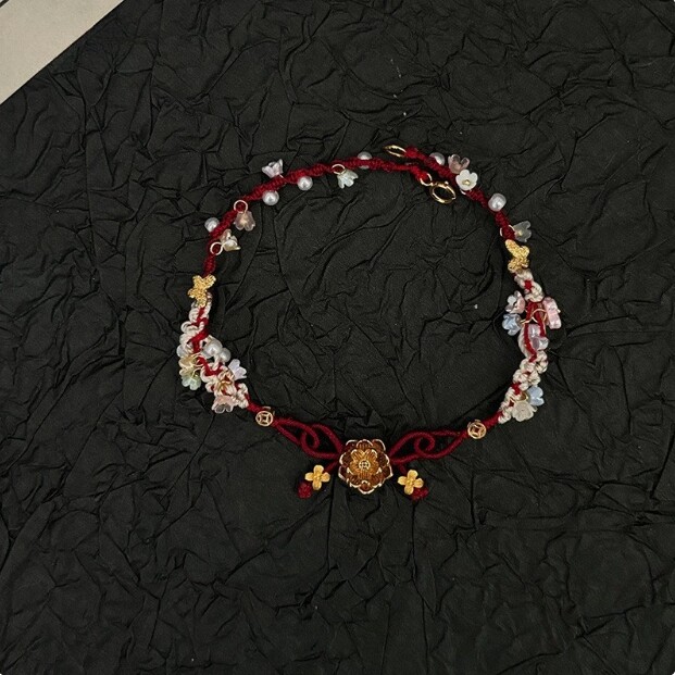 新中式金色莲花手绳高级感