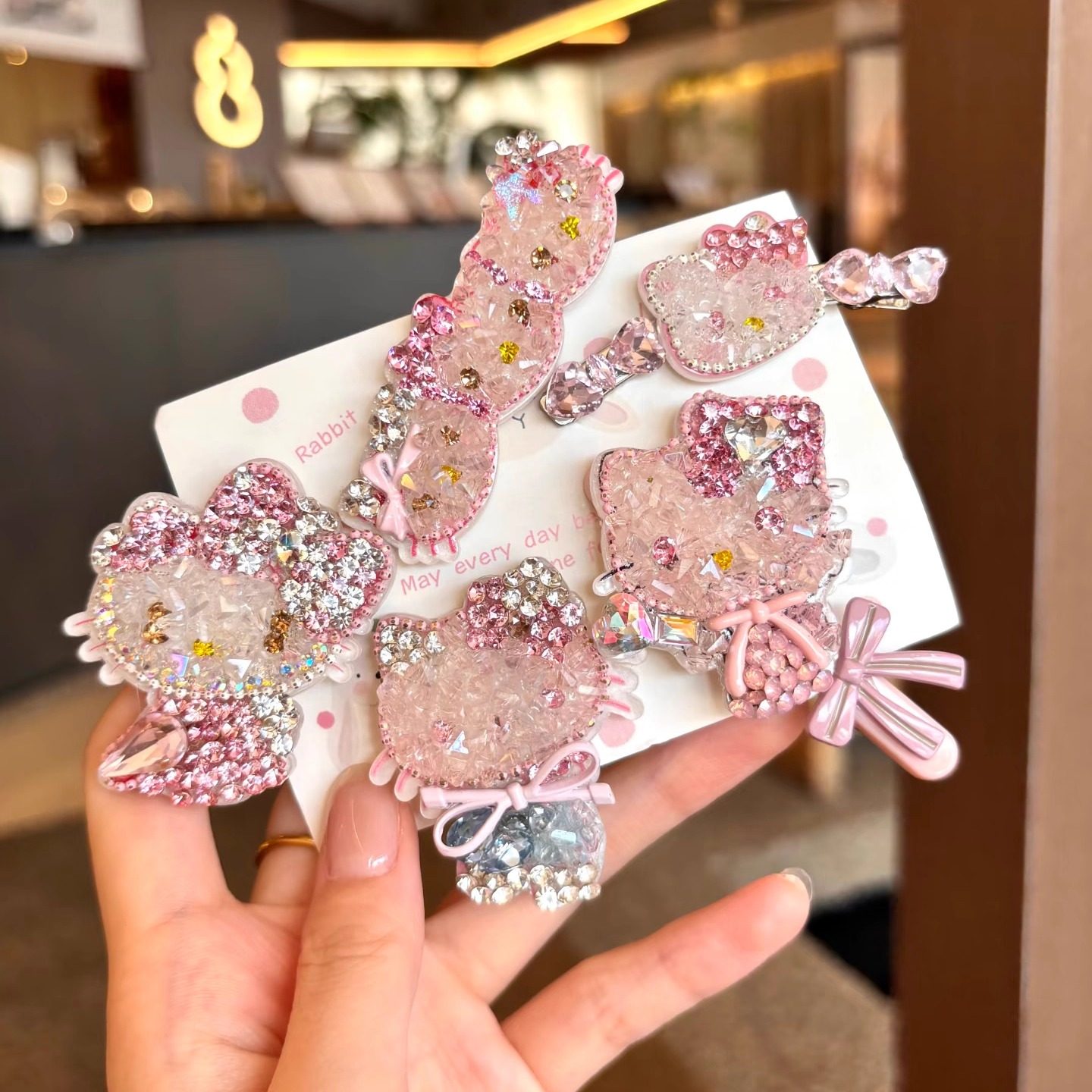 甜美闪钻hellokitty高级感额前碎发刘海鸭嘴夹发卡发夹水钻侧边夹