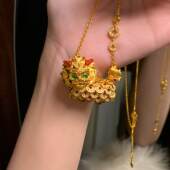 「麒福绵长」2026新中式 金色可爱小麒麟钱币项链国风奢华锁骨链