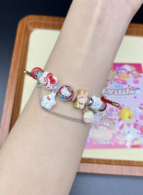复古苹果kitty猫滴油合金beads手链学生闺蜜手串情侣闺蜜生日礼物