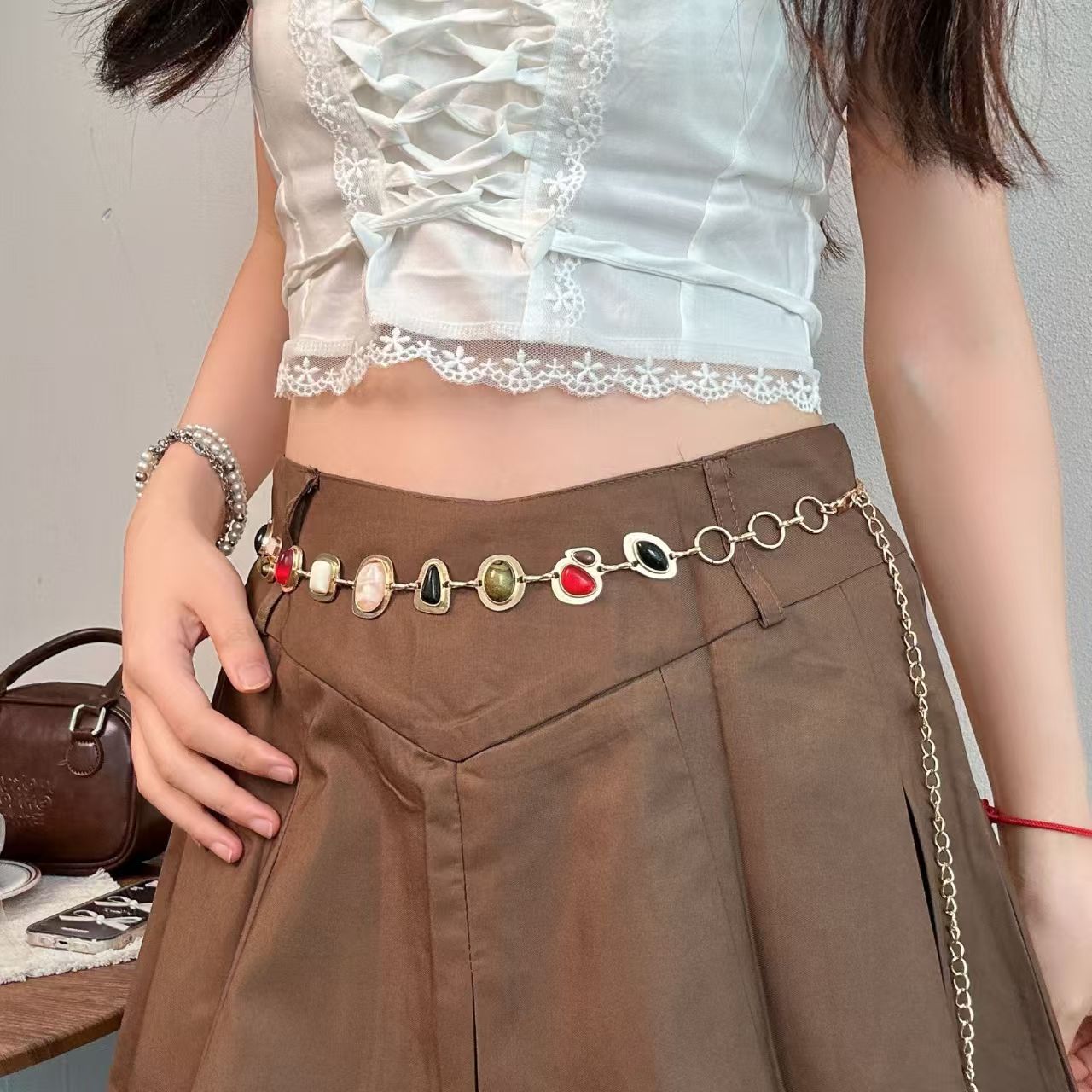 腰链女配饰细腰带简约配连衣裙银色民族风时尚小皮带裙带不规则