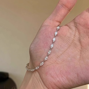 高级感银色马眼钻细款手链女简约精致冷淡风气质可搭配叠戴手饰品