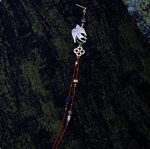 [飞鸟衔光]新中式白蝶贝燕子耳钉古风独特设计感长款红绳流苏耳饰