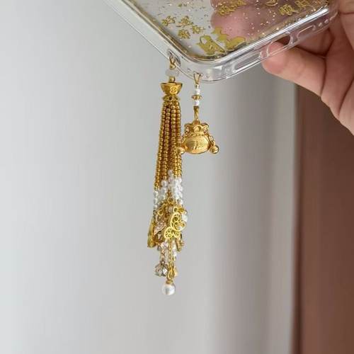 新中式串珠手机链手机挂绳串珠手机链小众diy手机挂件国风包挂件