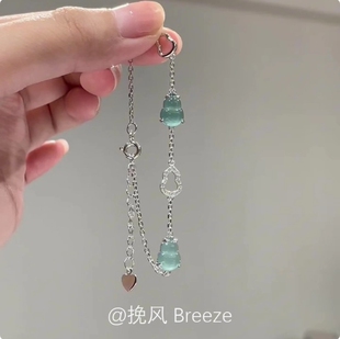 高颜值手串轻奢小众精致新中式 清透蓝葫芦手链女2025新款 气质手饰
