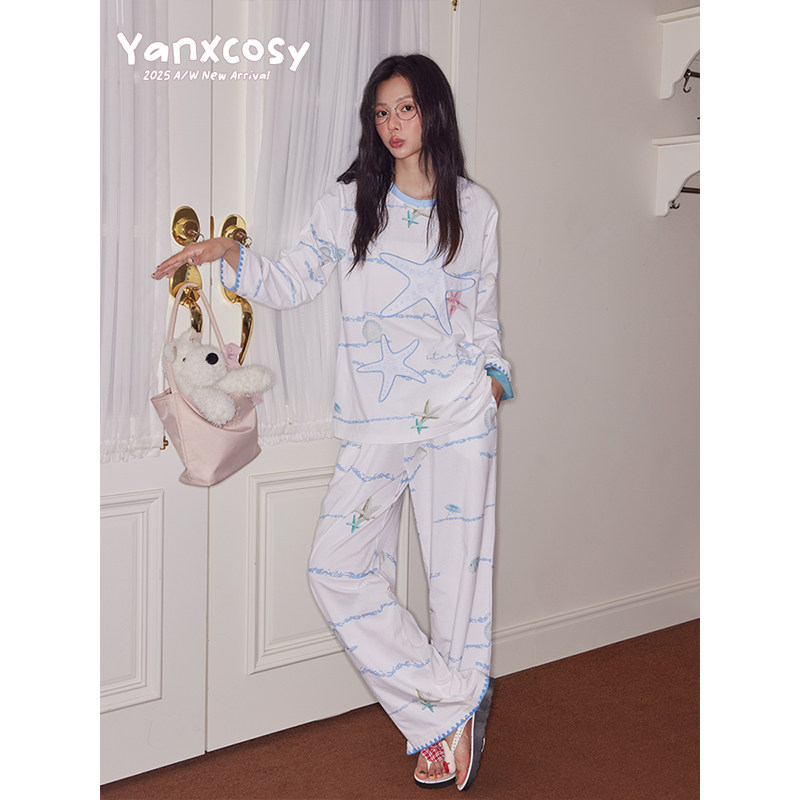 YANXCOSY沿享2025新款睡衣女春秋款长袖可爱卡通家居服套装可外穿