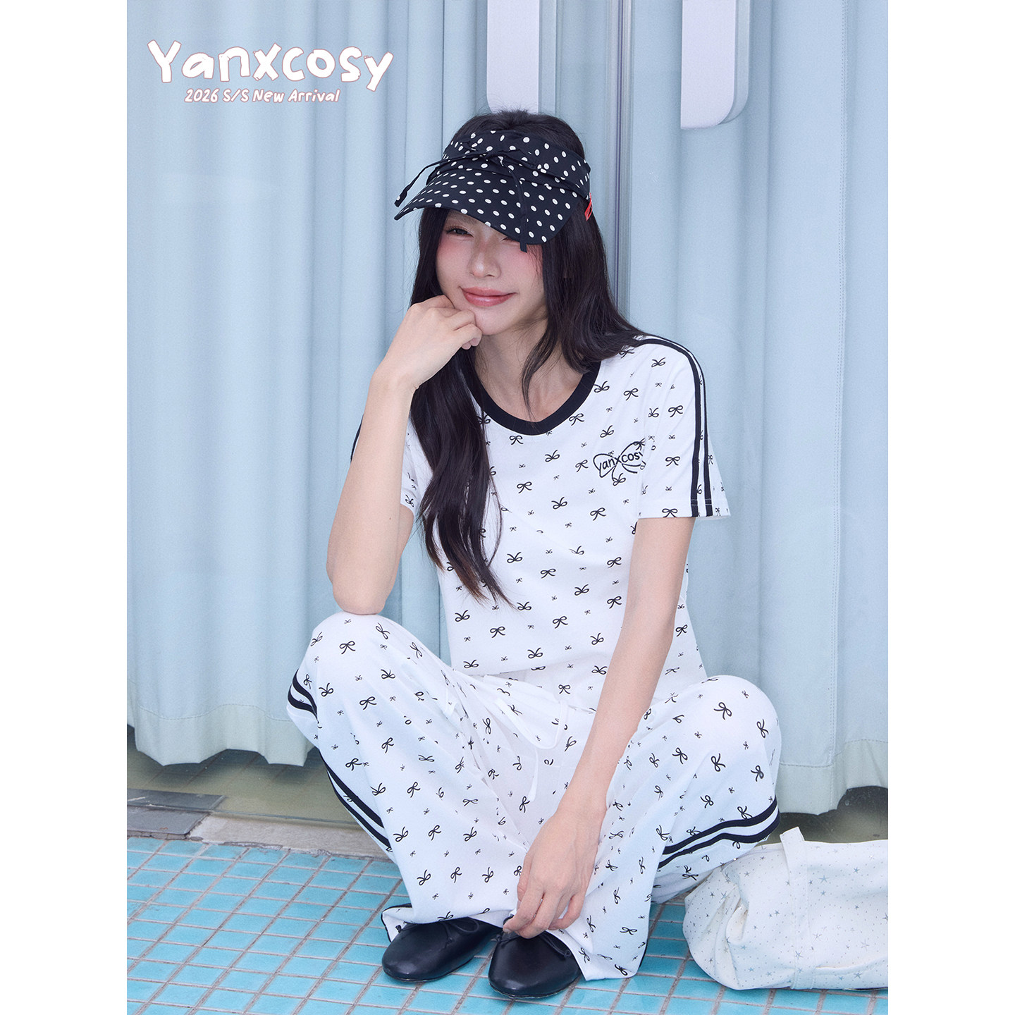 Yanxcosy2026夏季新款韩系运动印花短袖长裤女士睡衣套装家居服女