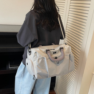大容量手提旅行包女撞色短途出差登机包手提斜挎行李包收纳挎包