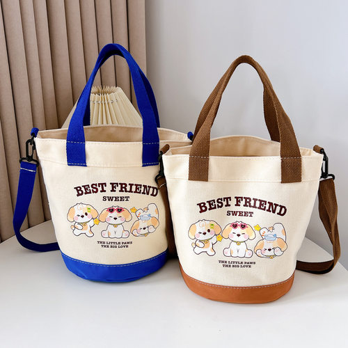 大容量帆布袋卡通可爱手提便当包