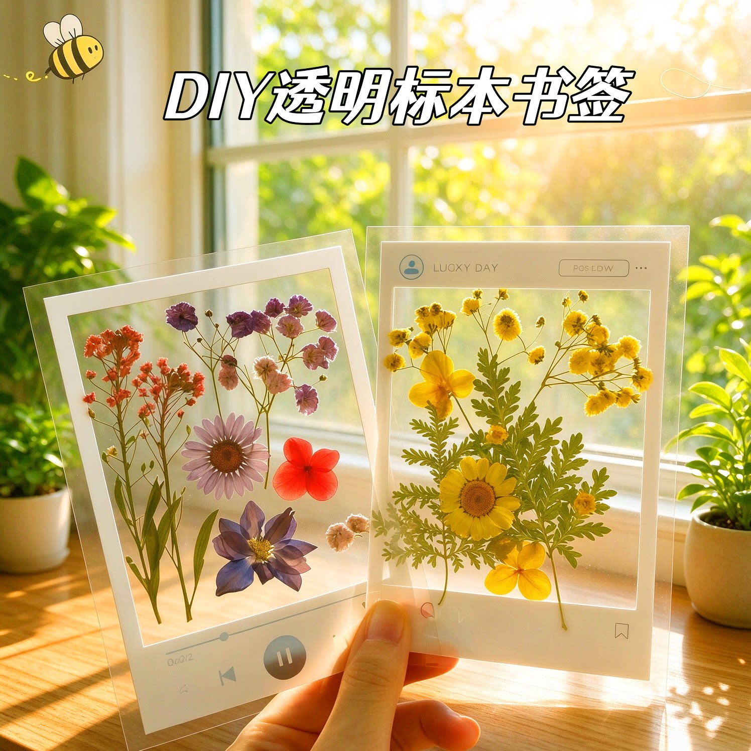 学生干花标本夹贴DIY透明书签