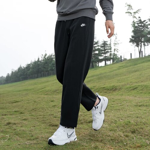 NIKE耐克 运动显腿长休闲裤宽松直筒长裤黑色针织裤男 FN3732-010