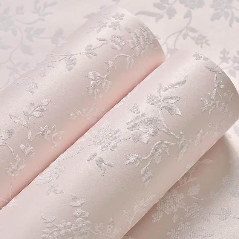 温馨田园卧室小碎花纯色无纺布墙纸简约现代客厅北欧素色暗花壁纸