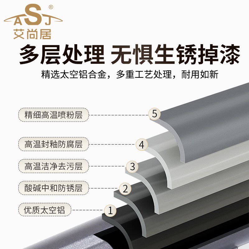 晒衣杆阳台顶装固定m铝合金一根打孔吸顶晾衣架吊杆晾衣杆悬挂式