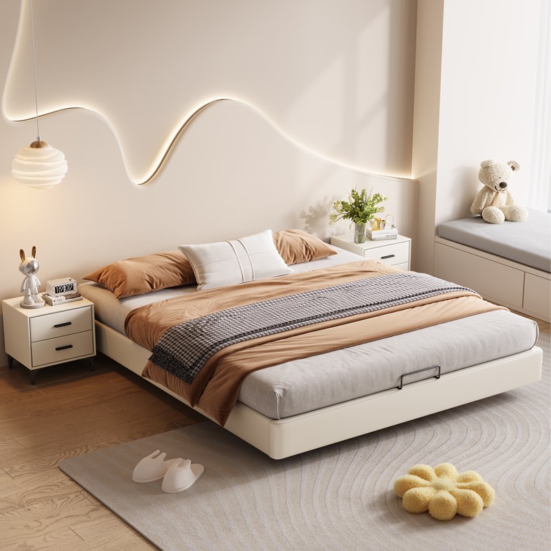 全实木无床头悬浮床1.r5m卧室排骨架床燕尾榫加厚悬空床可随意定