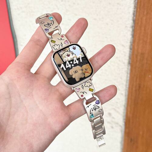 适用小米手环9/8Pro表带小狗彩钻红米watch4/5手链华为fit3/4表带