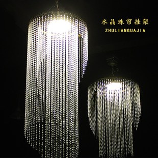 婚慶道具圓環(huán)吊頂裝 飾摩r天輪鐵藝婚禮堂布置水晶菠蘿珠簾掛架線