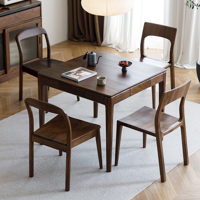 北美黑胡桃木实木餐桌q饭桌小方桌四方桌小户型正方形牌桌惯蛋桌