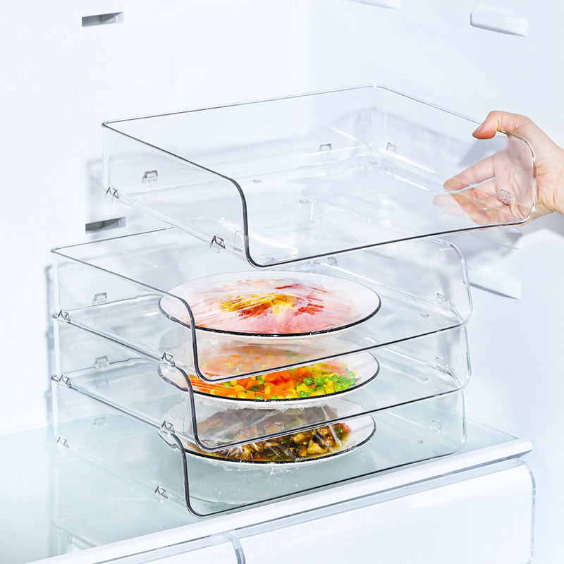 冰箱分层剩菜盘子置物架肉菜碟盘冷F藏收纳架自由叠加冰柜隔板透,收纳整理,冰箱分隔板,淘宝优惠券,粉丝福利购,淘宝优惠卷