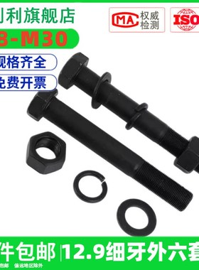 M10Mb12M14M16M18M20M22M24M27 12.9级细牙外六角螺丝螺母螺栓套