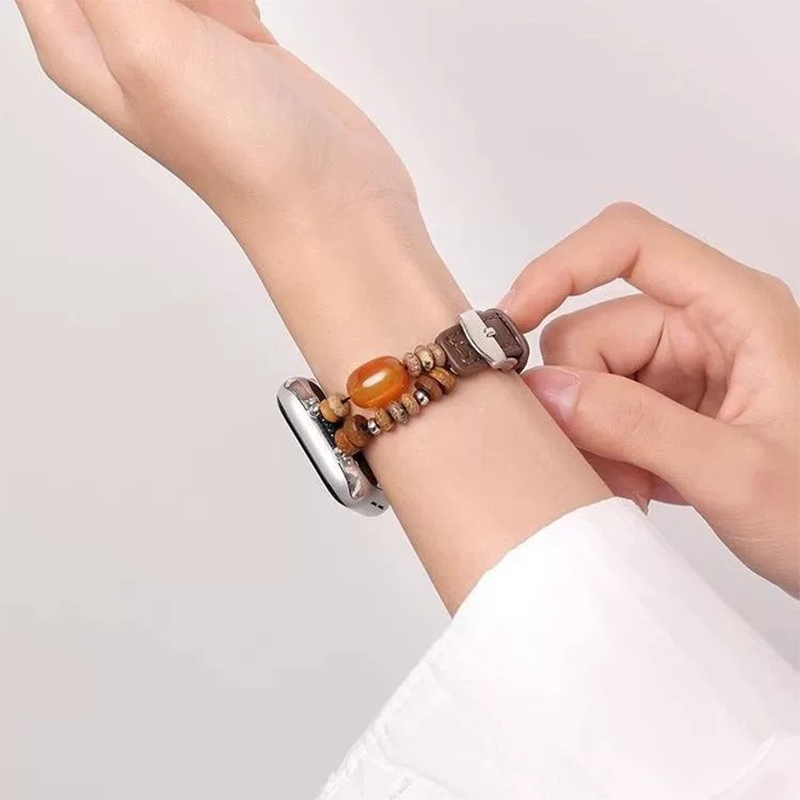 适用苹果s10手表表带iWatchs9手表applewatchs8新中式SE真皮ultra天然石手链41mm高级s7小众6创意男女款夏季