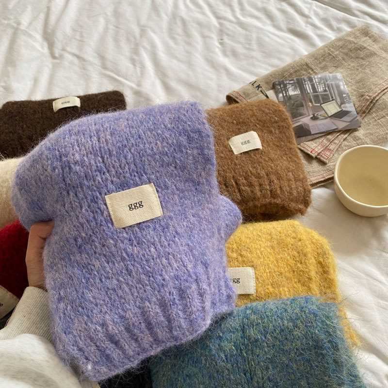 含羊毛多巴胺针织胺围巾短款小型女秋冬季韩版保暖百搭高级感围脖