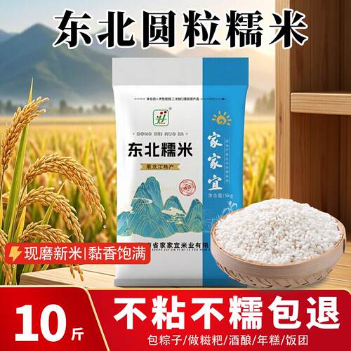 新米糯米东北圆糯米优质白糯米江米粽子专用酿酒糍粑汤圆10斤