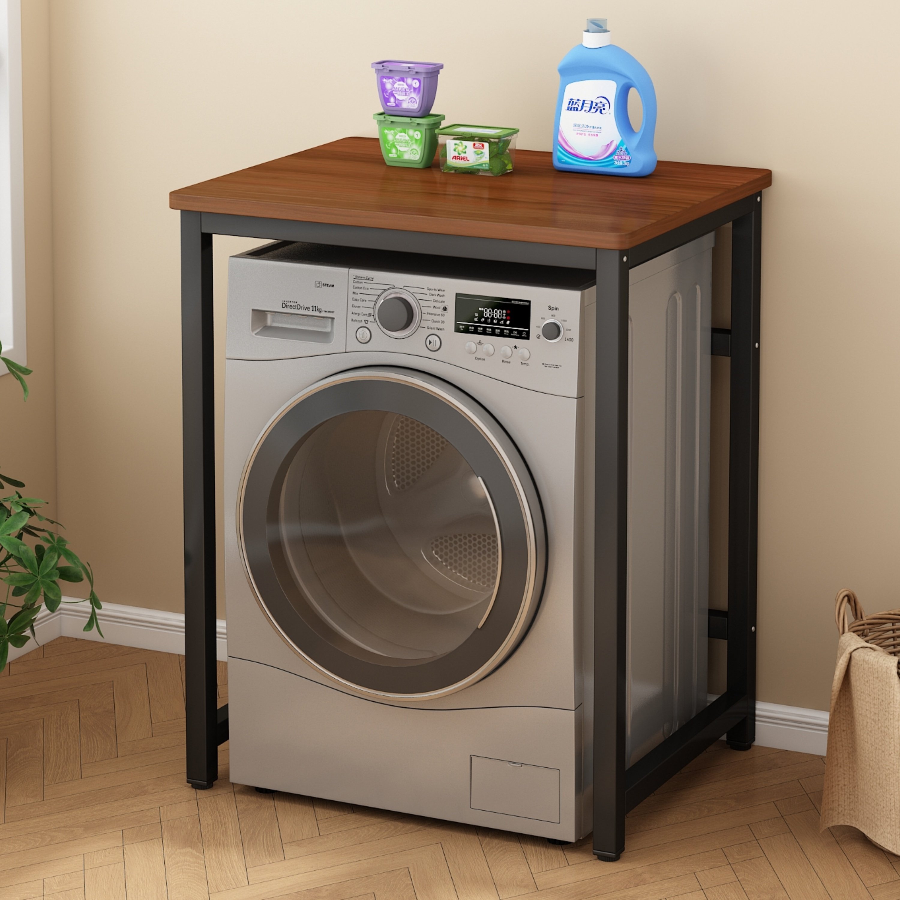 洗衣机置物架子浴室带侧柜收纳滚筒波轮落地卫生间阳台多层储物架