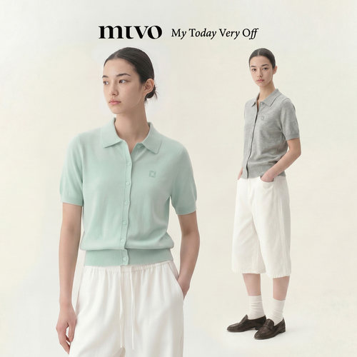 【MTVO】老钱风针织开衫短袖