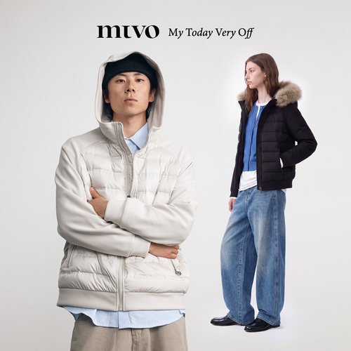 mtvo宽松轻薄连帽90鹅绒羽绒服