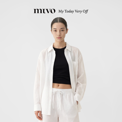 【MTVO】运动条纹衬衫防晒套装