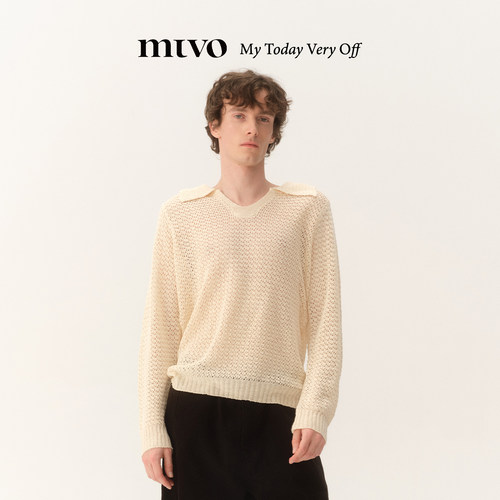 MTVO/26SS夏季新品网眼V领长袖T恤女通勤百搭宽松罩衫春夏上衣男