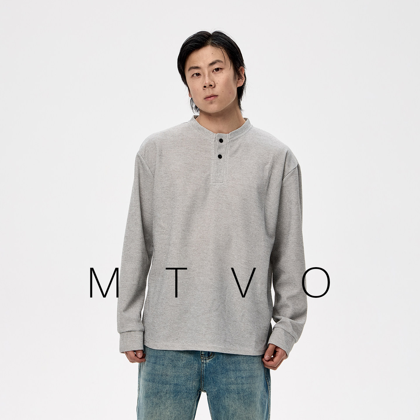 mtvo2026年高级纯色透气亲肤亨利领长袖t恤垂感丝滑通勤打底衫女